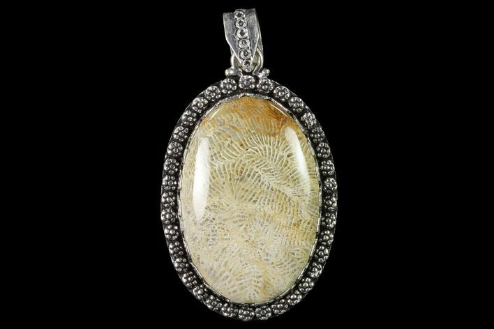 Million Year Old Fossil Coral Pendant - Indonesia #143706